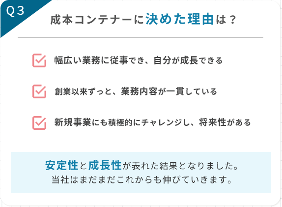 成本コンテナーに決めた理由は？